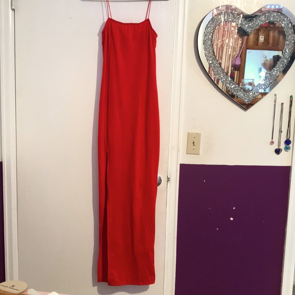 Red Sparkly Prom Dress with Slit